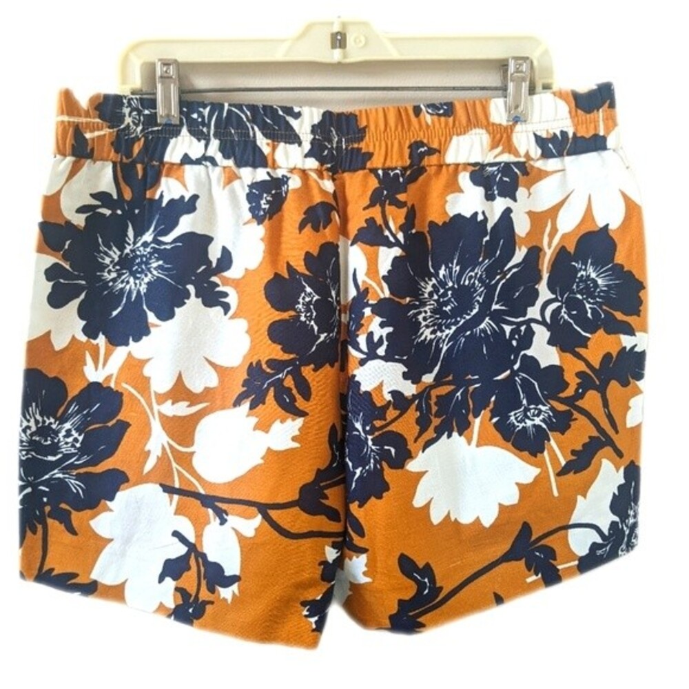 J. Crew NWOT pull on linen/cotton shorts - mustard, navy, white floral - 14